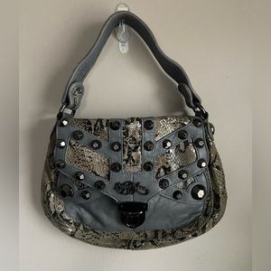 Betsey Johnson Grey Faux Leather & Snakeskin Handbag